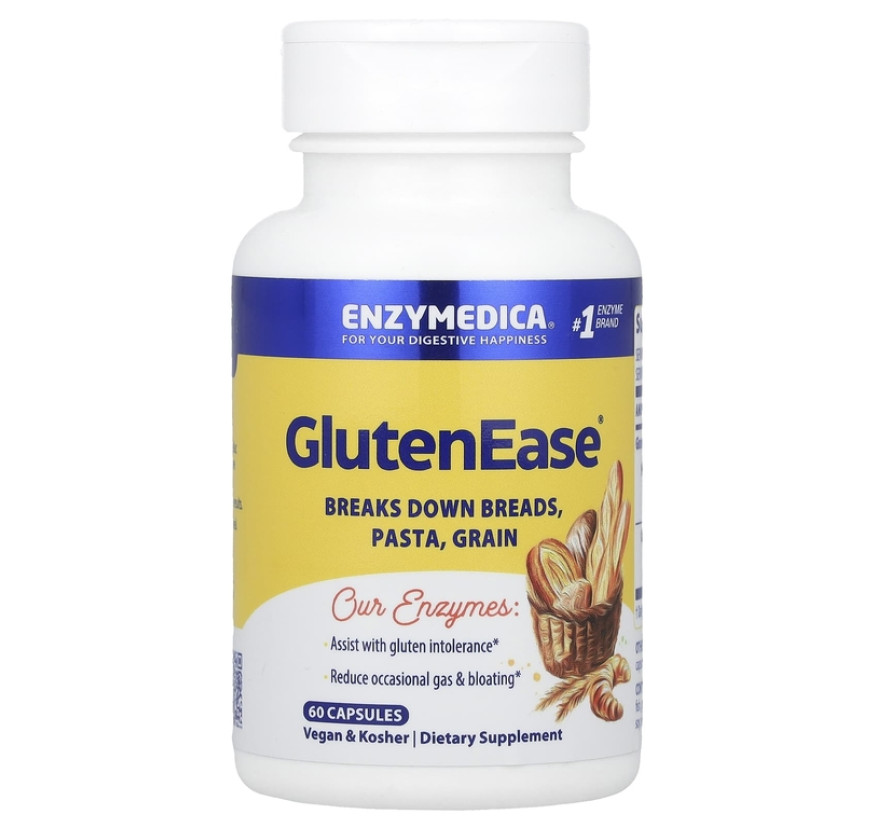 Enzymedica, GlutenEase, ферменты, 60 капсул