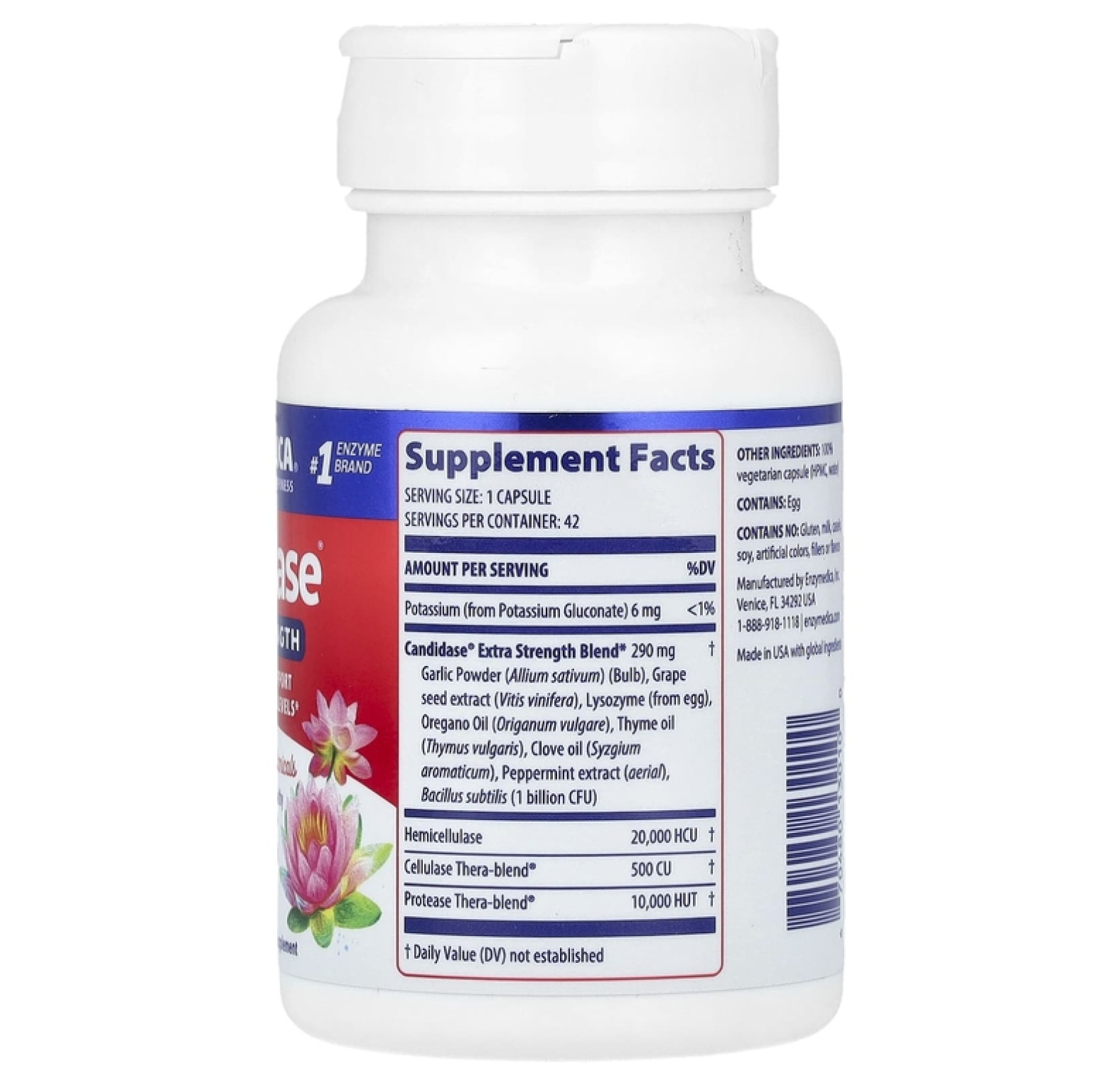 Enzymedica, Candidase, Extra Strength, 42 капсулы