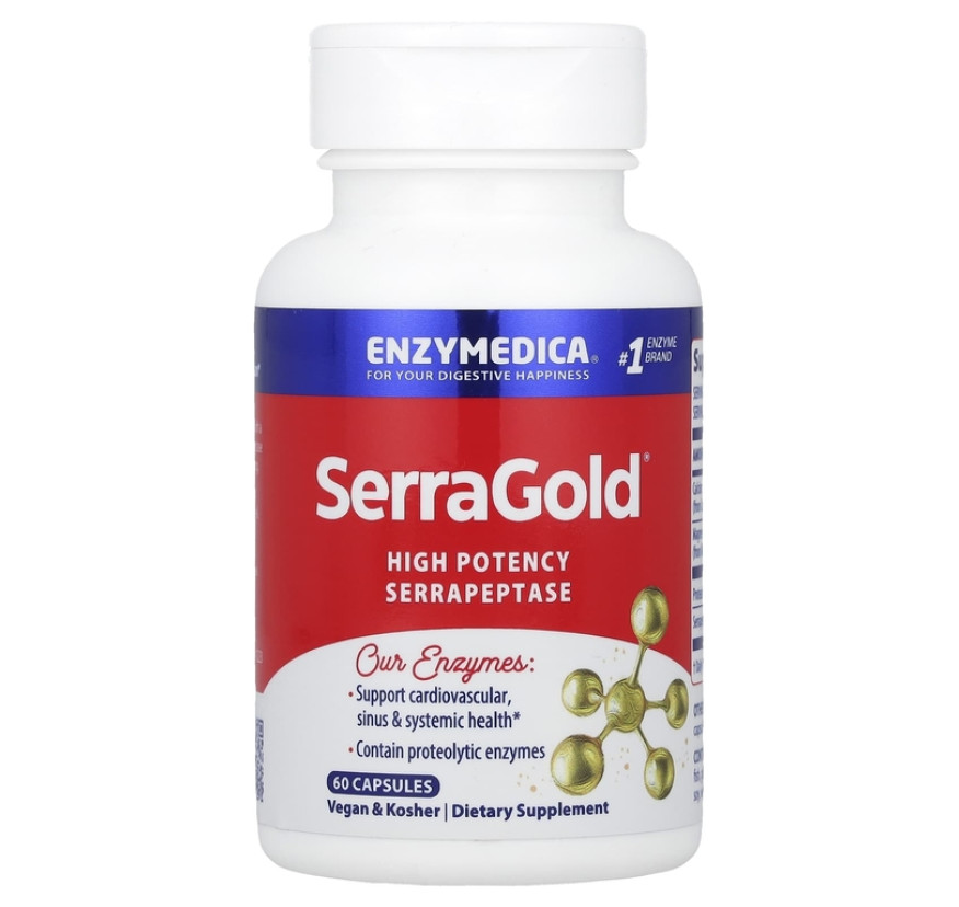 Enzymedica, SerraGold, высокоэффективная серрапептаза, 60 капсул