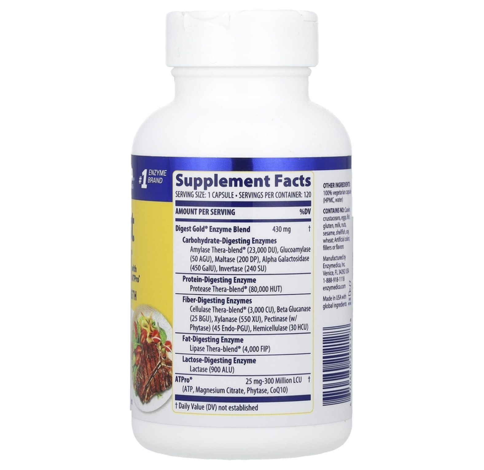 Enzymedica, Digest Gold с ATPro, добавка с пищеварительными ферментами, 120 капсул
