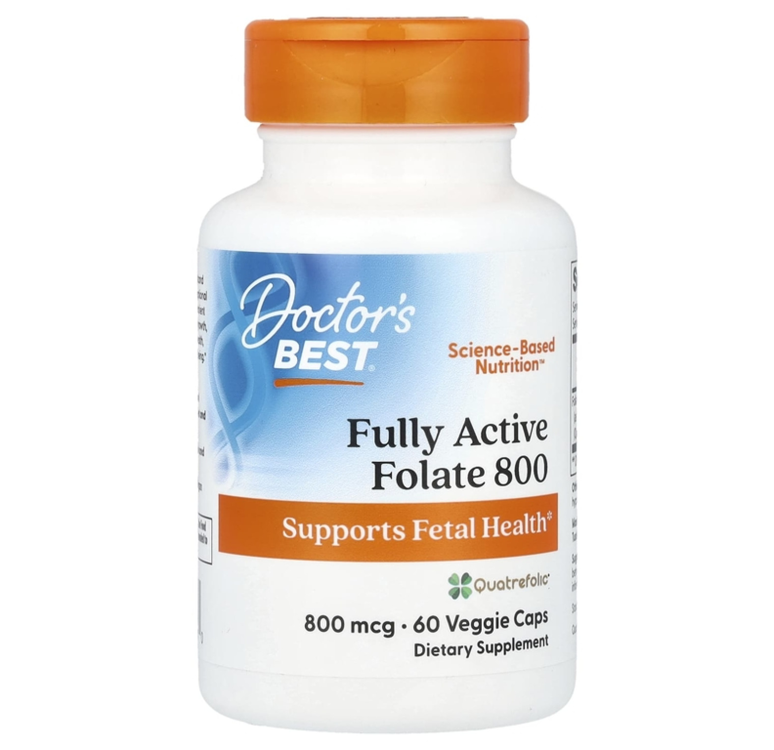Doctor's Best, полностью активный фолат 800, 800 мкг, 60 вегетарианских капсул