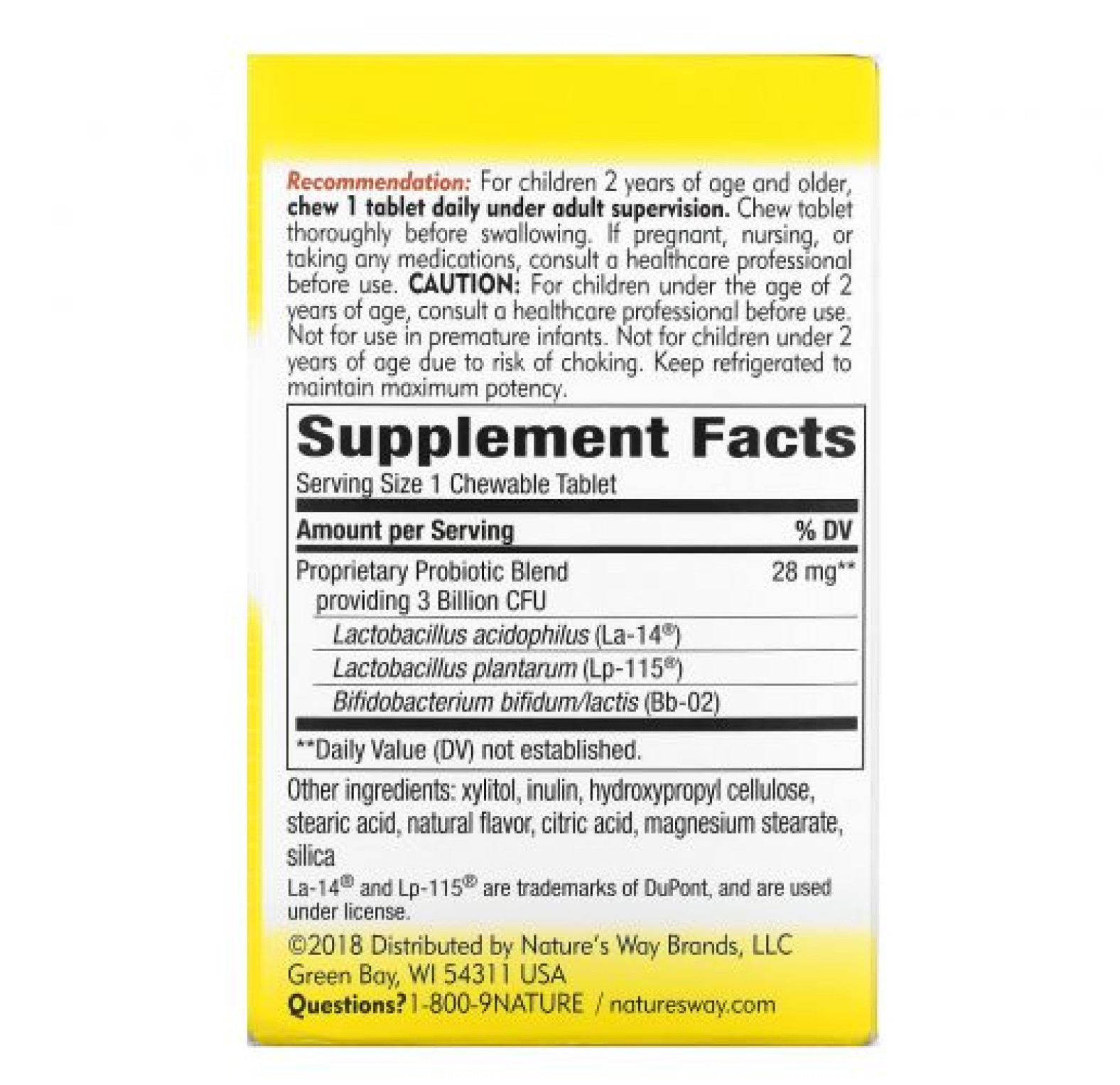 Nature's Way, Primadophilus, для детей от 2 до 12 лет, вкус апельсина, 3 млрд КОЕ, 30 жевательных таблеток