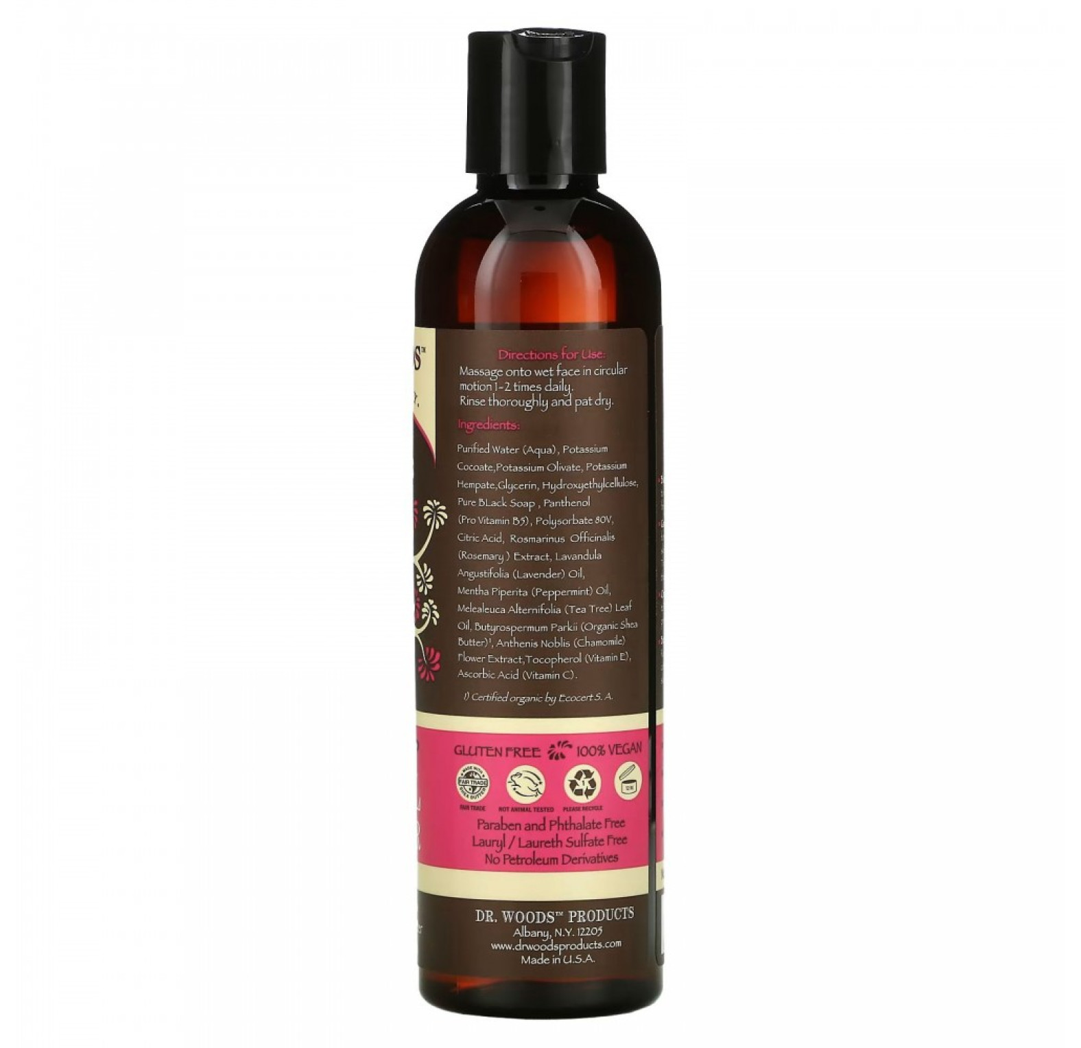 Dr. Woods, Очищающее средство для лица, черное мыло, 236 мл (8 жидких унций)