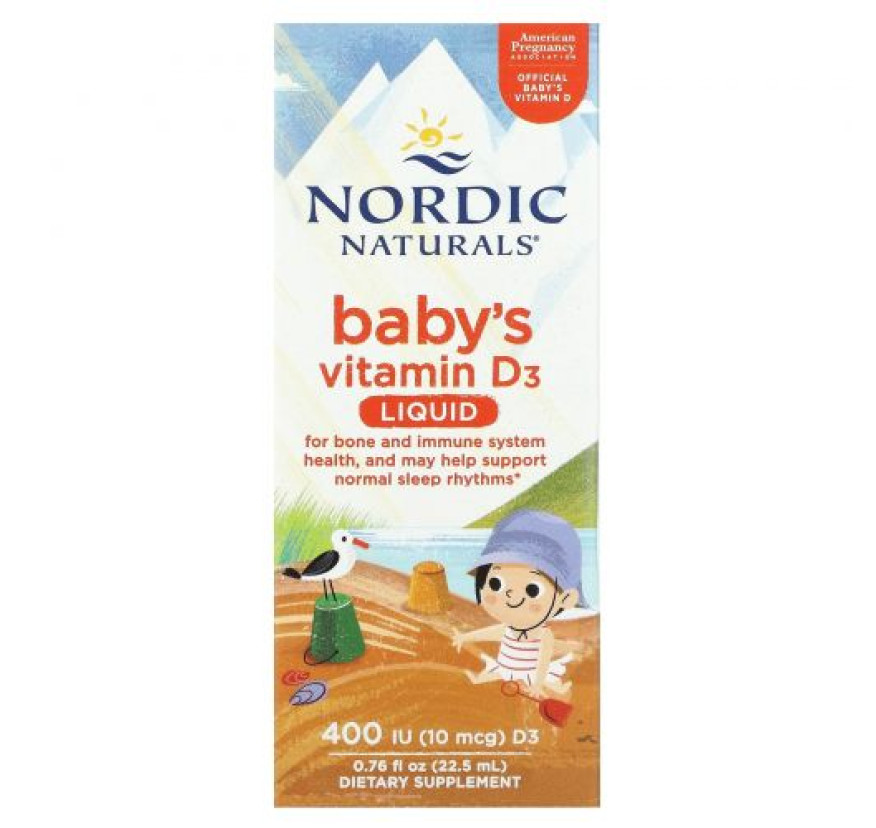 Nordic Naturals, Детский витамин D3, жидкий, 10 мкг (400 МЕ), 22,5 мл