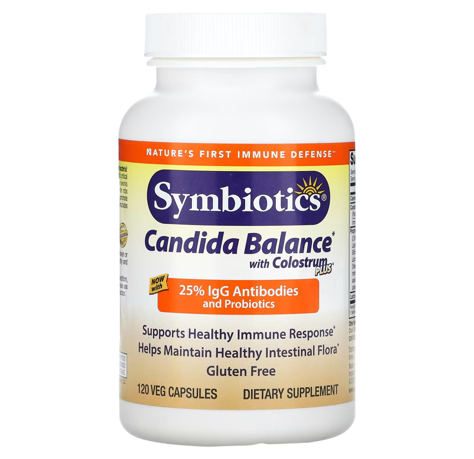 Symbiotics, Candida Balance с Colostrum Plus, 120 растительных капсул