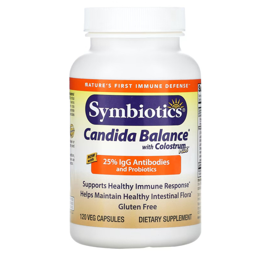 Symbiotics, Candida Balance с Colostrum Plus, 120 растительных капсул