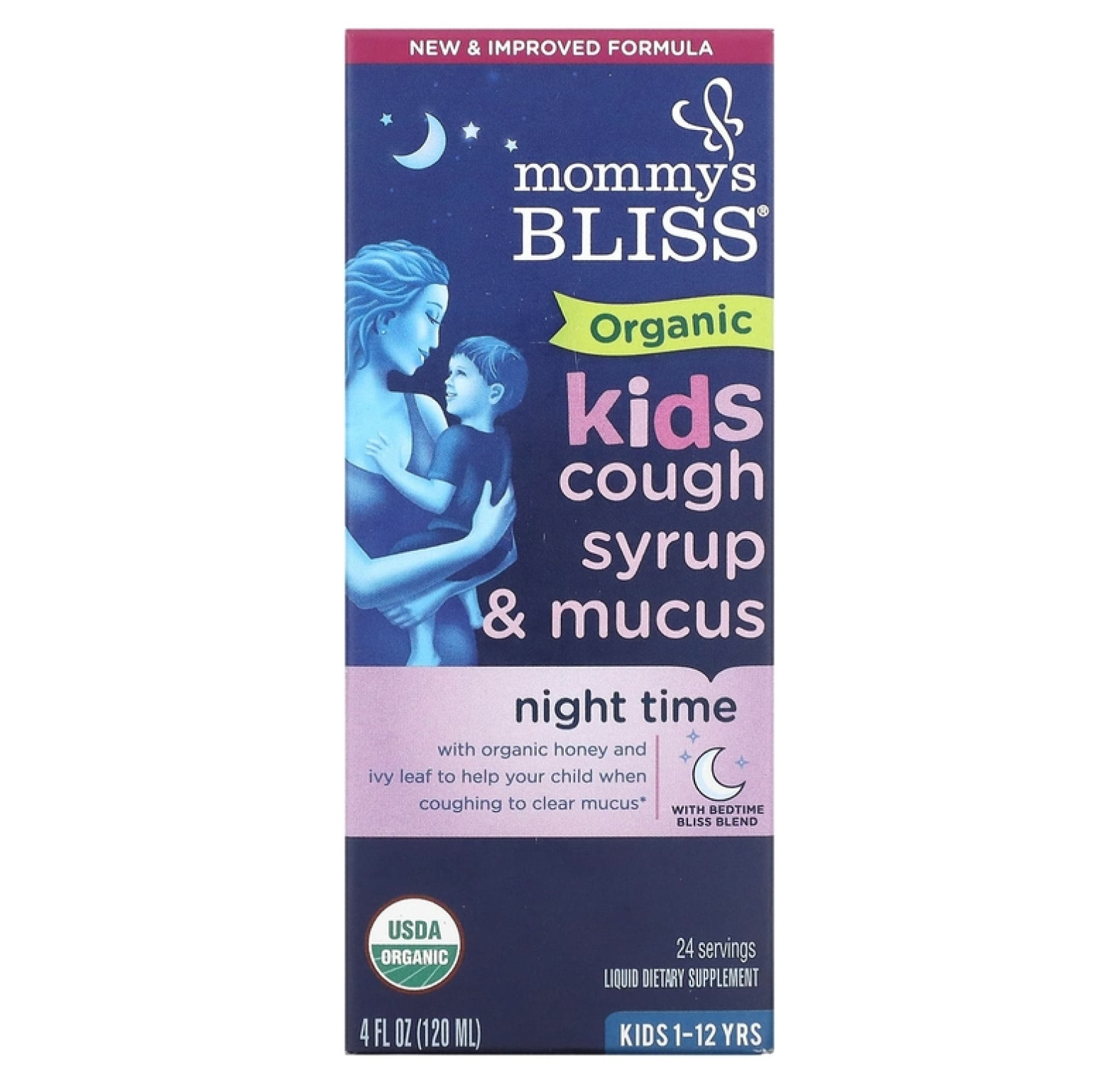 Mommy's Bliss, Для детей, органический сироп от кашля, для приема перед сном, от 1 до 12 лет, 120 мл