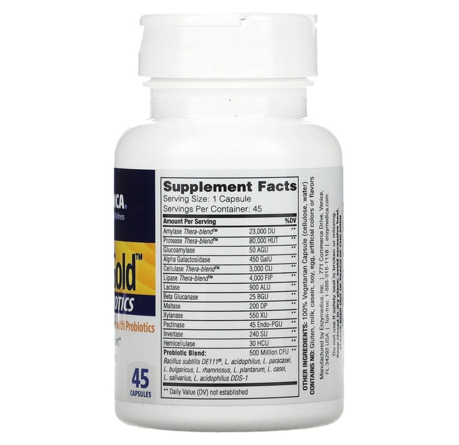 Enzymedica, Digest Gold + пробиотики, 45 капсул