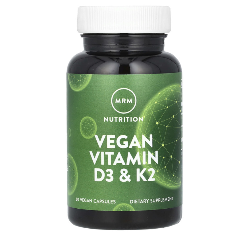 MRM, витамины D3 и K2, 62,5 мкг (2500 МЕ), 60 веганских капсул