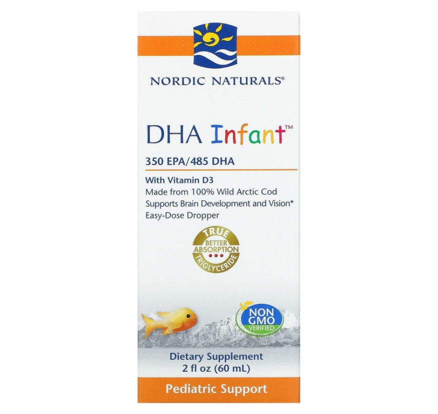 Nordic Naturals, Докозагексаеновая кислота (ДГК) с витамином D3 для младенцев, 60 мл