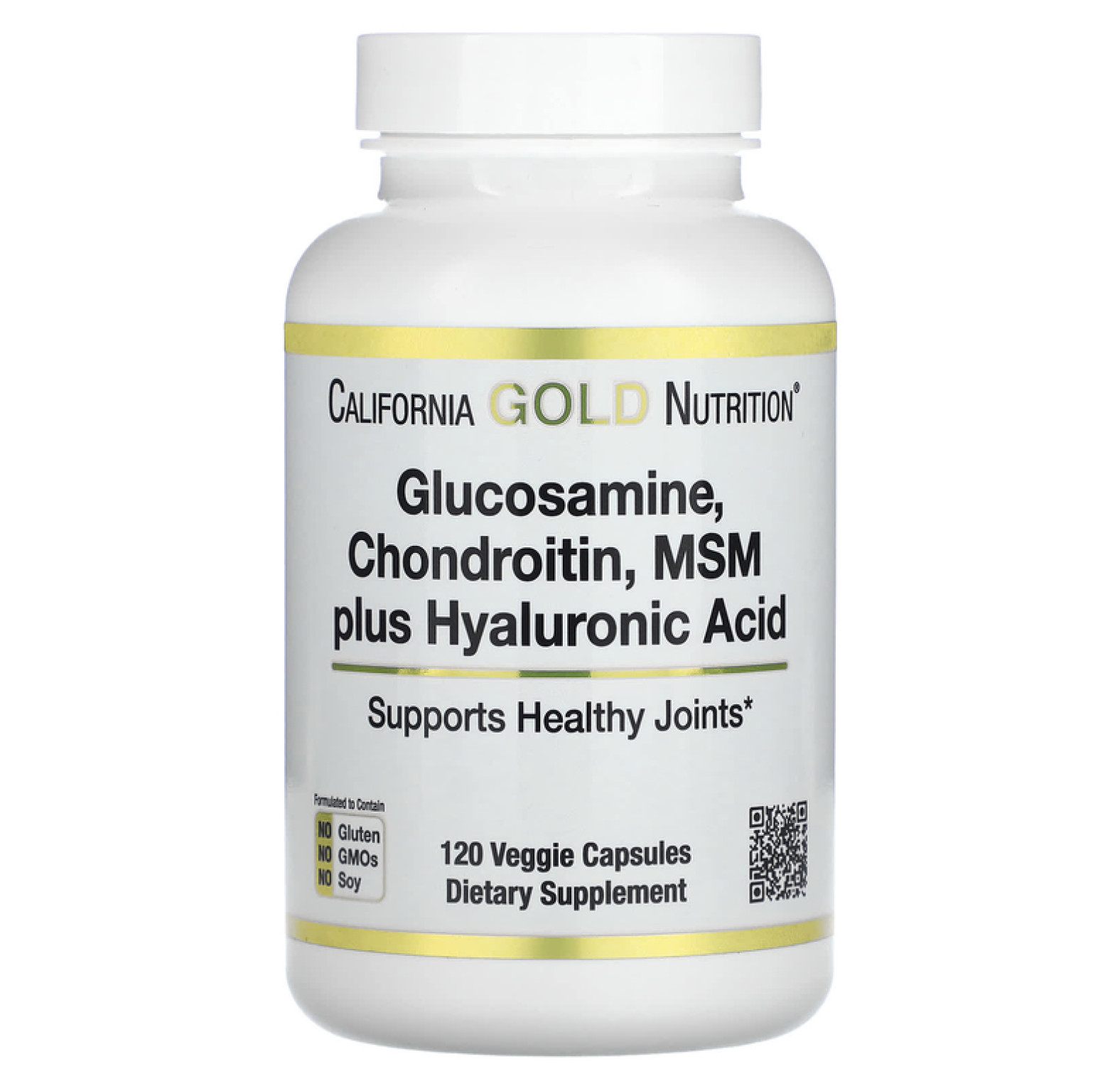 California Gold Nutrition, Глюкозамин, хондроитин и МСМ с гиалуроновой кислотой, 120 растительных капсул