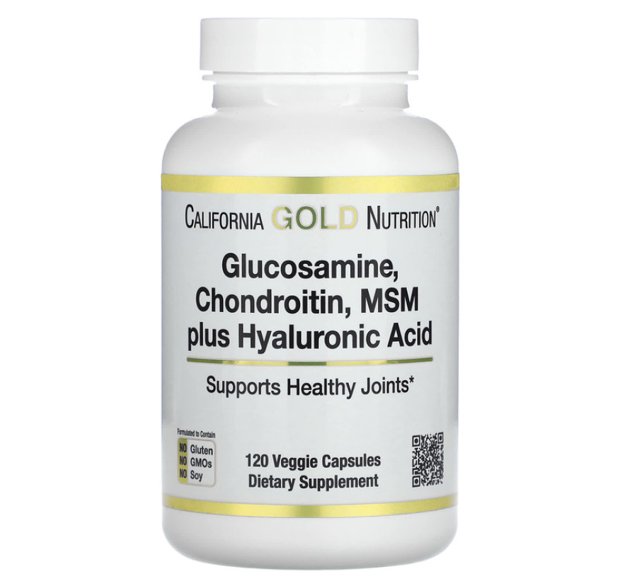 California Gold Nutrition, Глюкозамин, хондроитин и МСМ с гиалуроновой кислотой, 120 растительных капсул