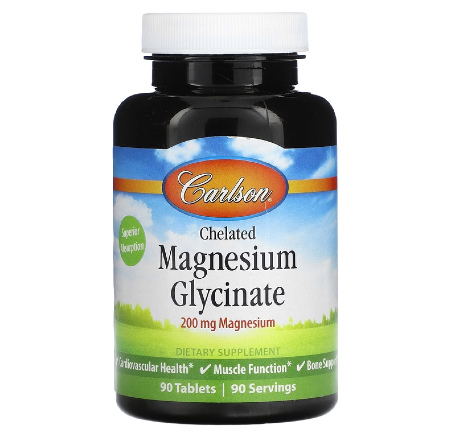 Carlson, Хелатный глицинат магния, 200 мг, 90 таблеток