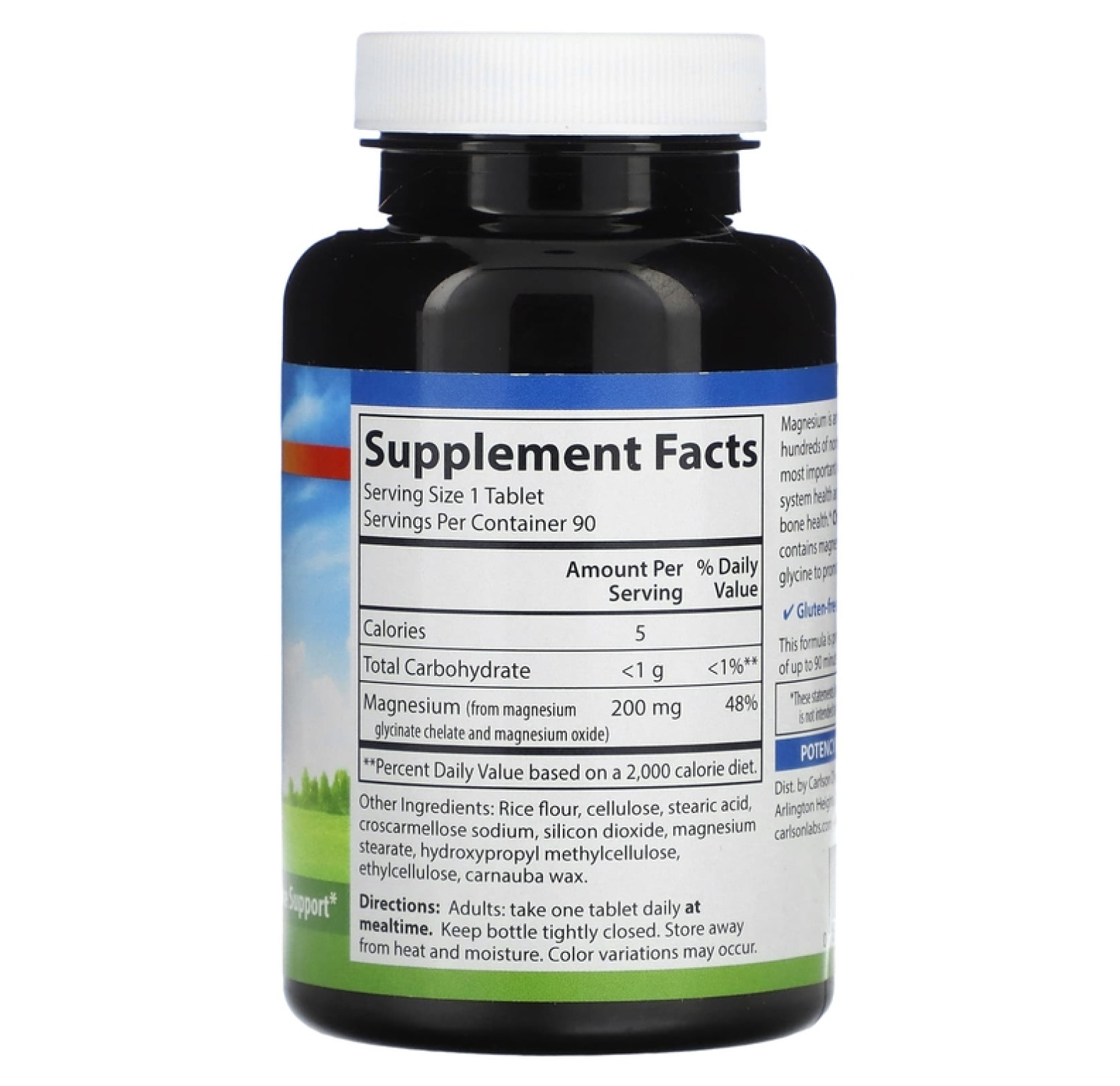 Carlson, Хелатный глицинат магния, 200 мг, 90 таблеток