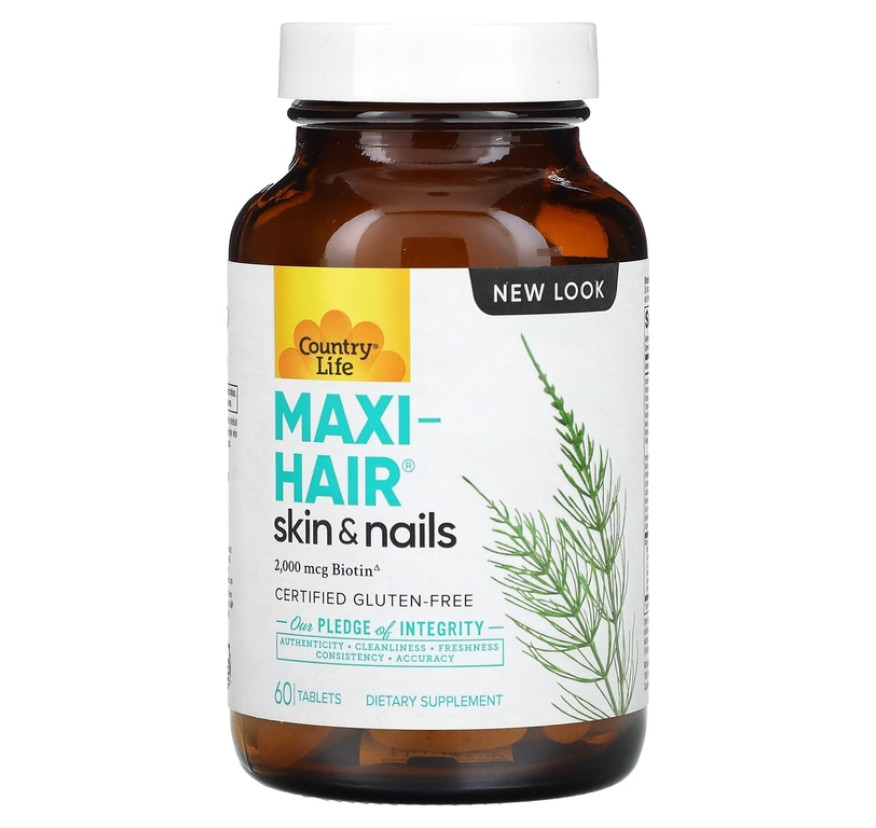 Country Life, Maxi-Hair, для кожи и ногтей, 60 таблеток
