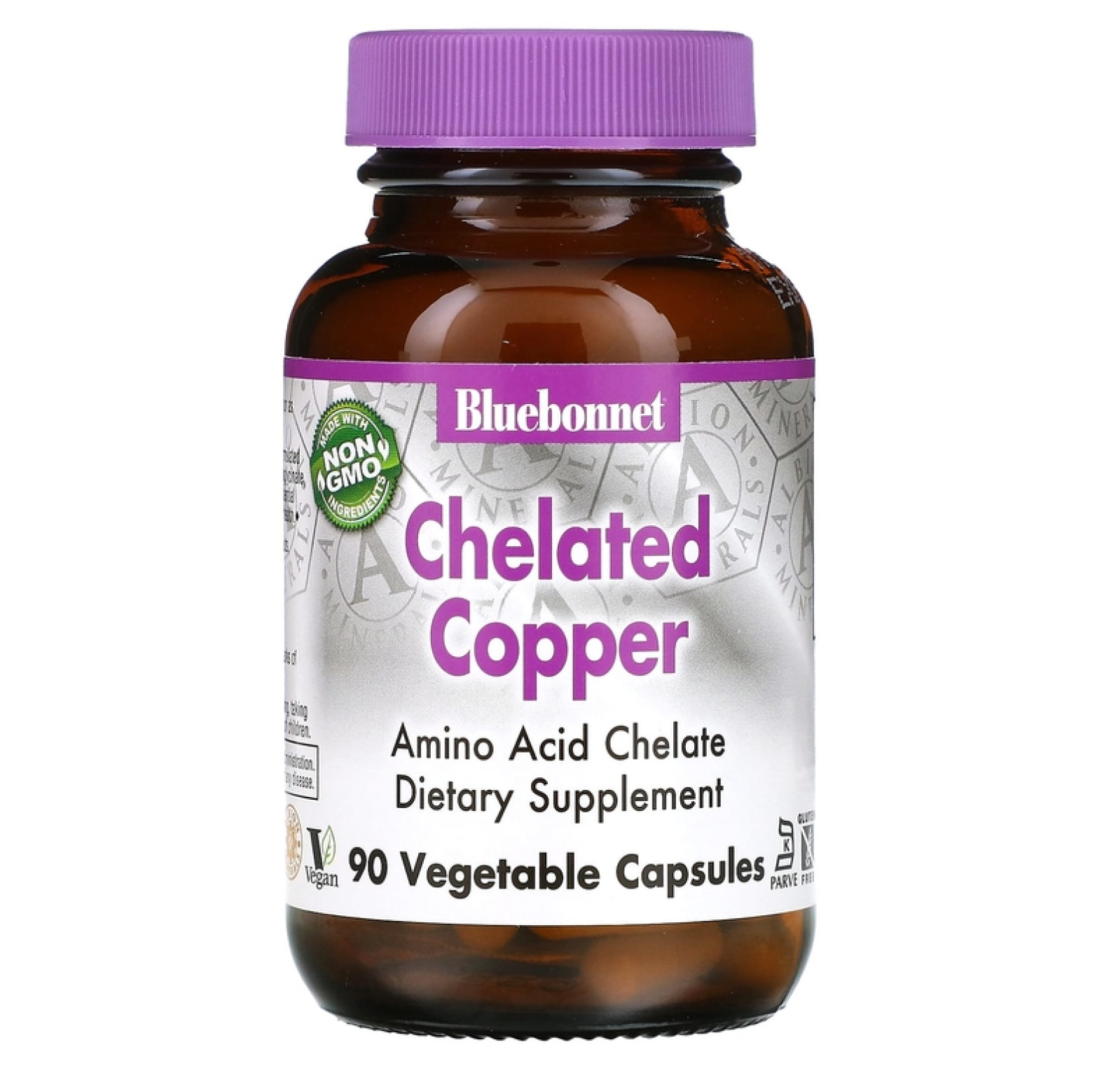 Bluebonnet Nutrition, Медь в хелатной форме, 90 растительных капсул