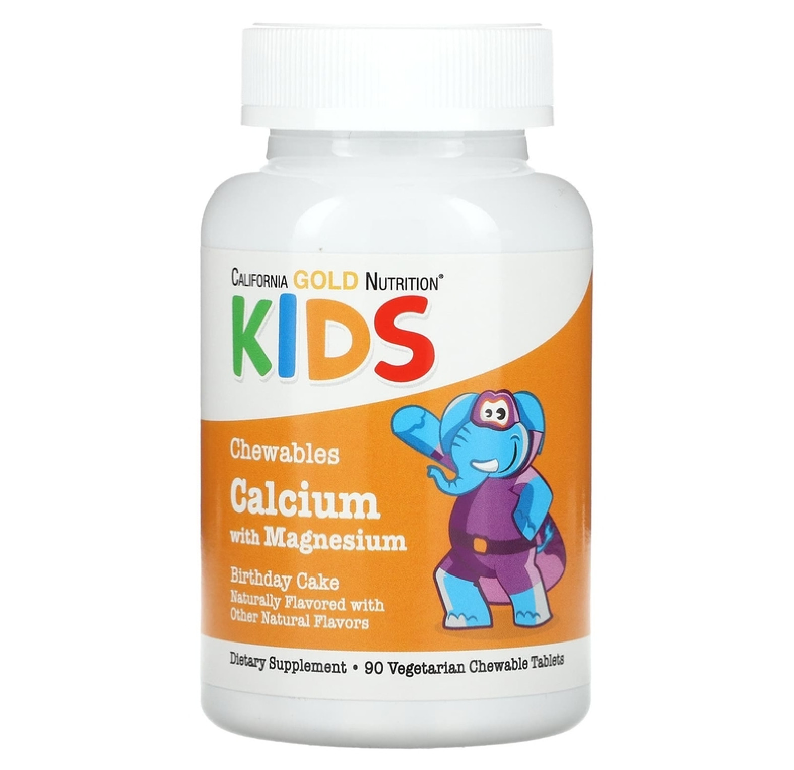 California Gold Nutrition, Кальций и магний для детей, 90 жевательных таблеток