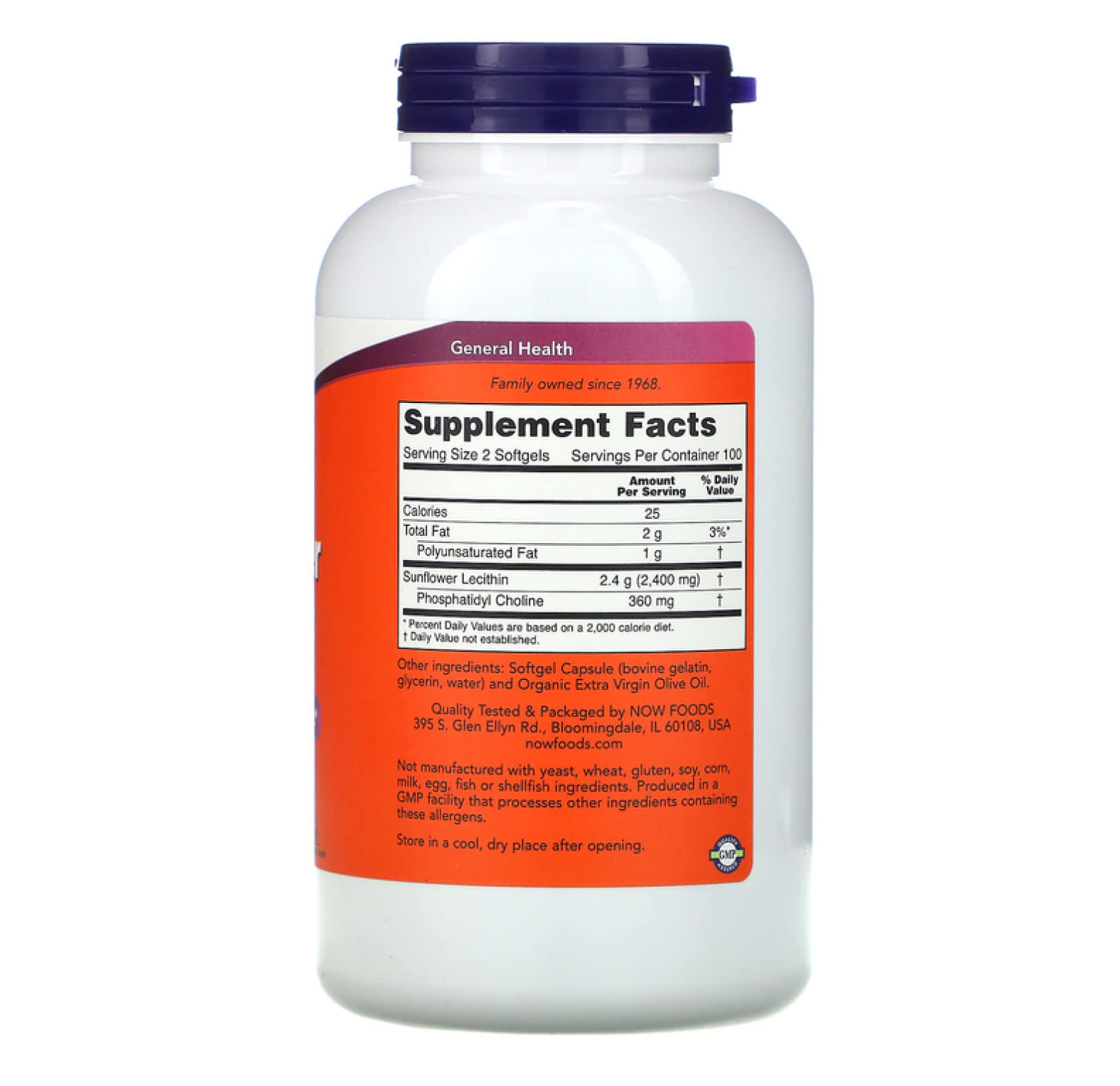 NOW Foods, лецитин, 1200 мг, 200 капсул