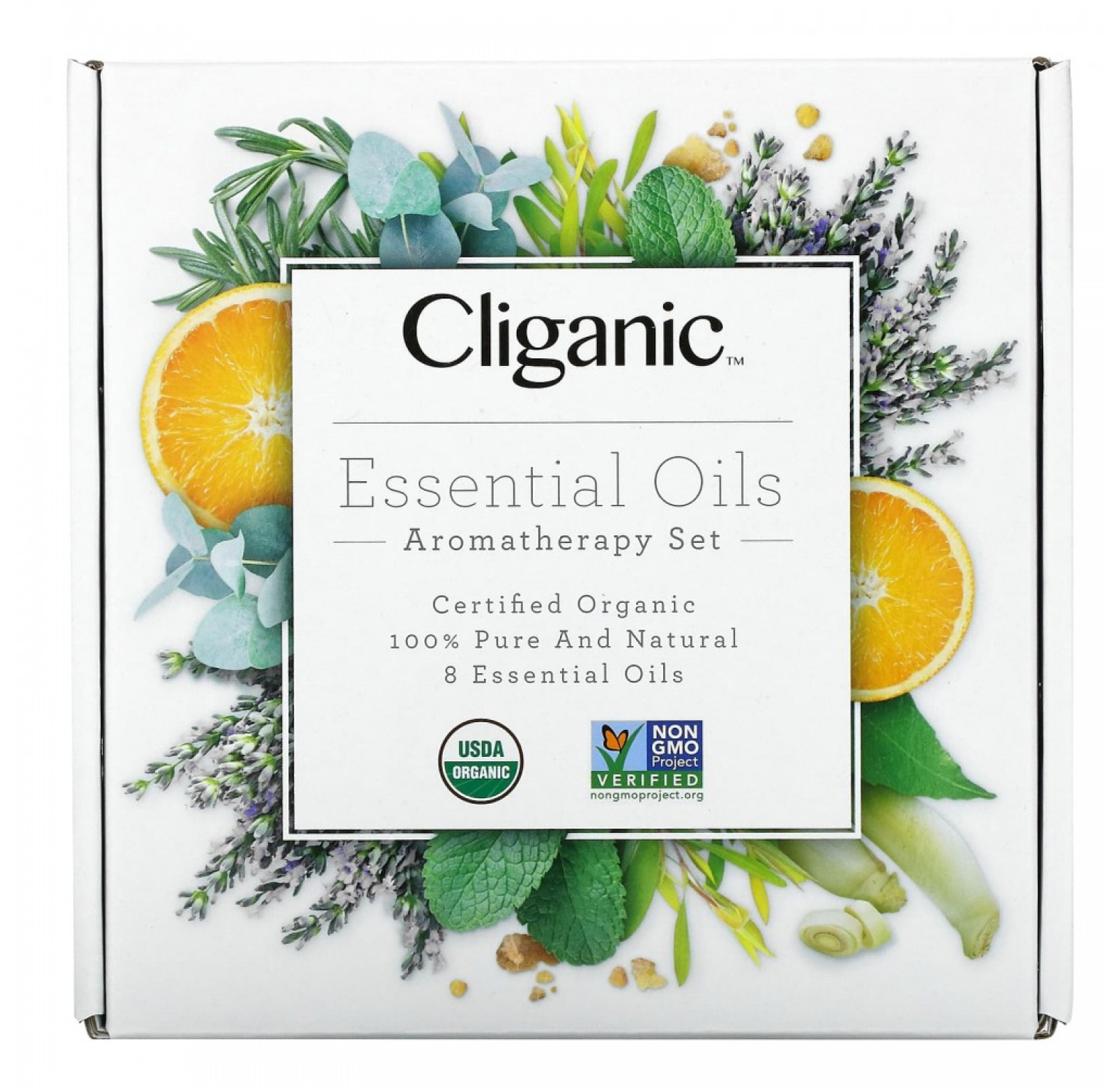 Cliganic, эфирные масла, набор для ароматерапии, 8 флаконов