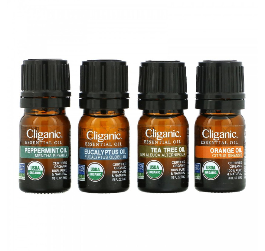 Cliganic, на 100% чистое эфирное масло, набор для ароматерапии, 4 флакона
