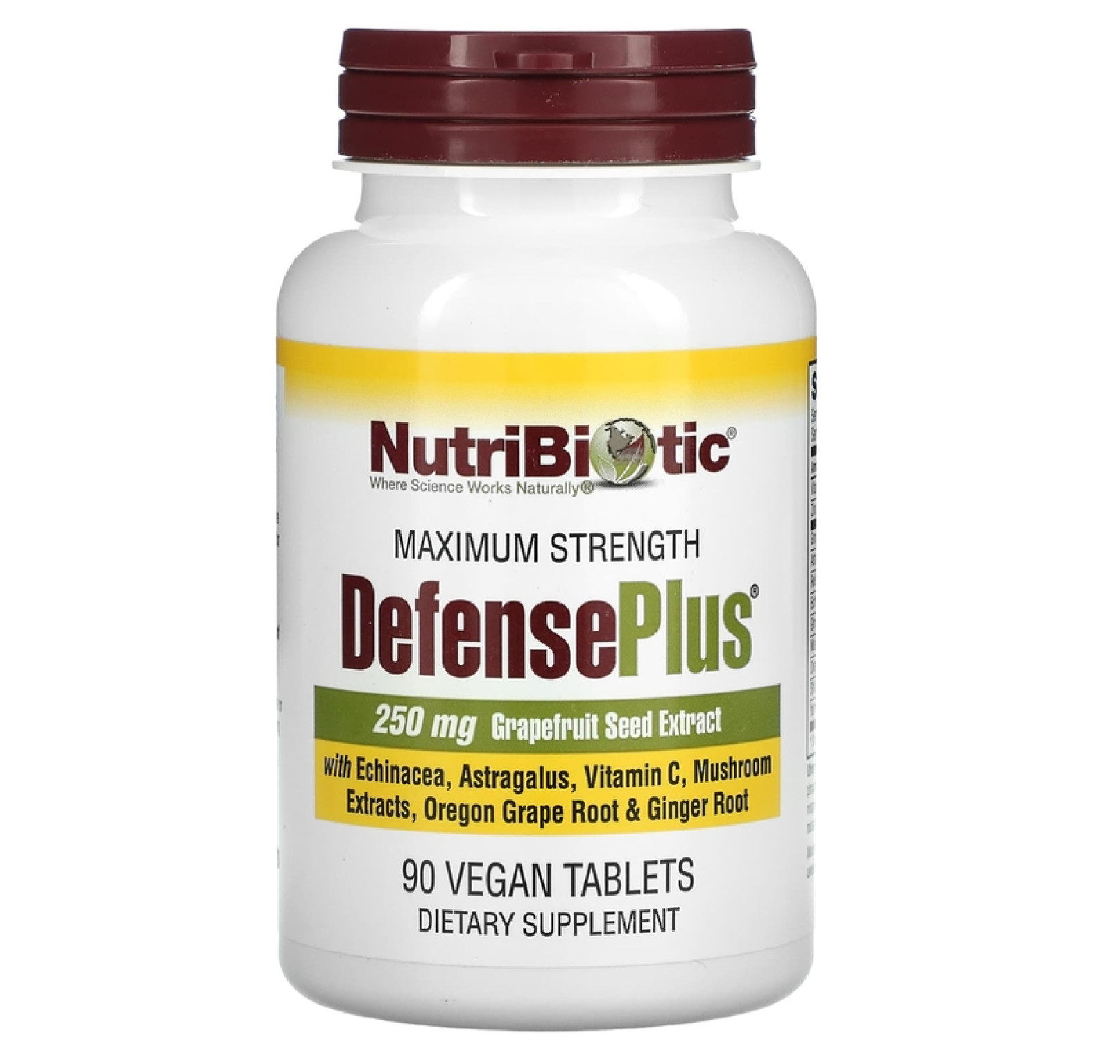 NutriBiotic, DefensePlus, максимальная эффективность, 90 вегетарианских таблеток