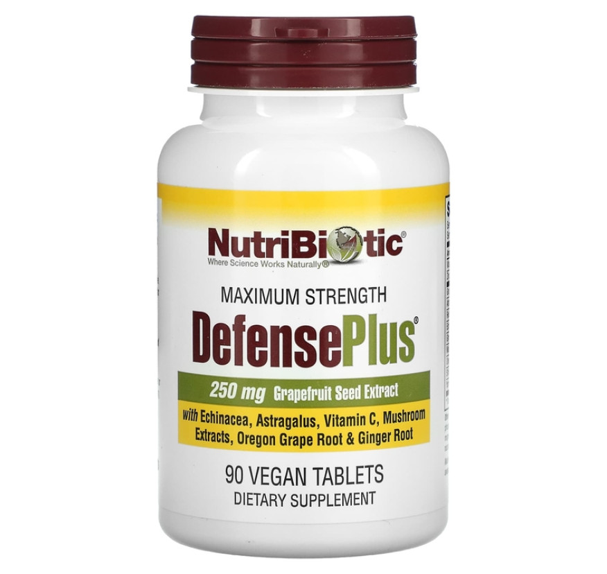 NutriBiotic, DefensePlus, максимальная эффективность, 90 вегетарианских таблеток
