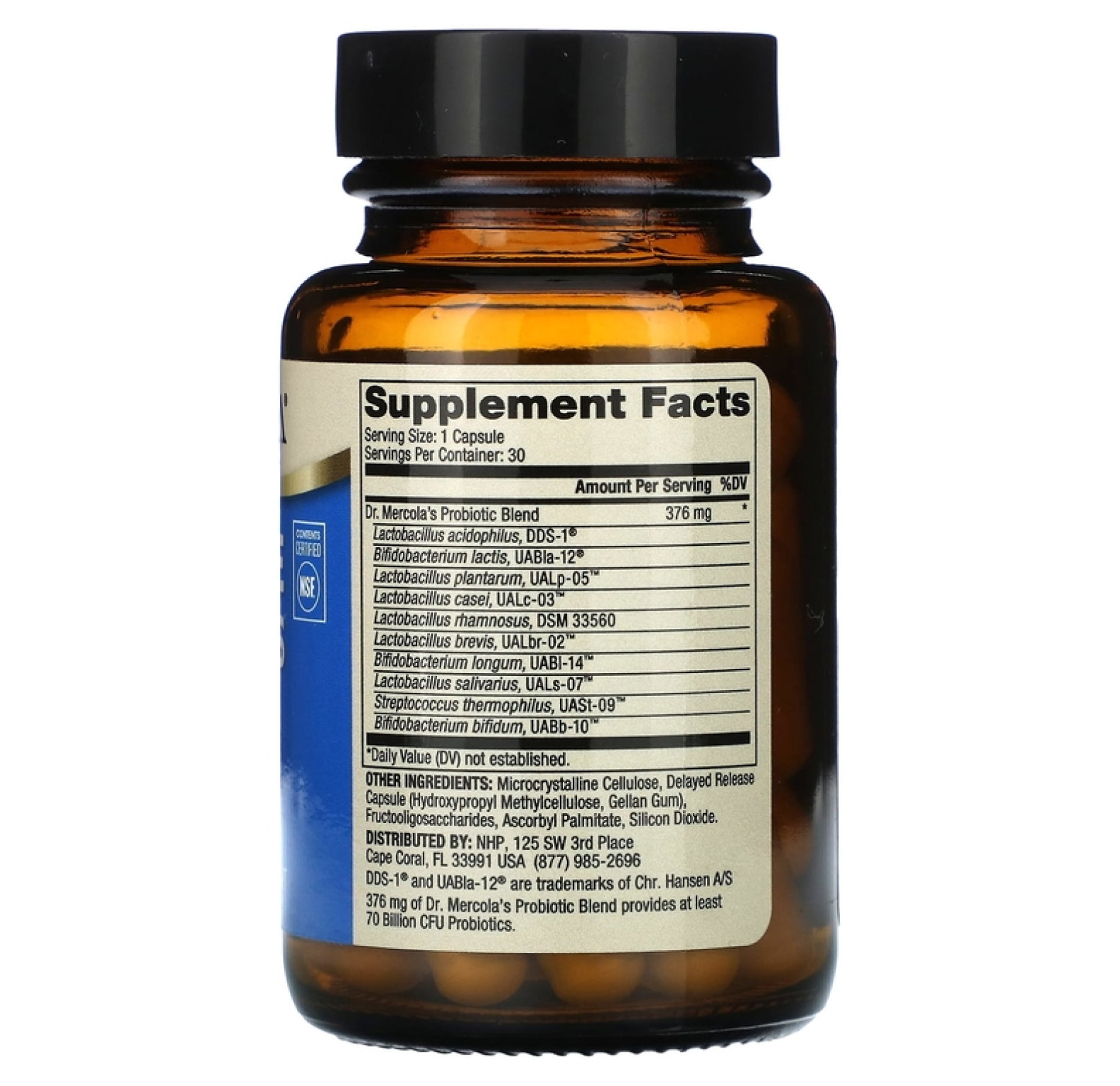 Dr. Mercola, Полные пробиотики, 70 млрд КОЕ, 30 капсул