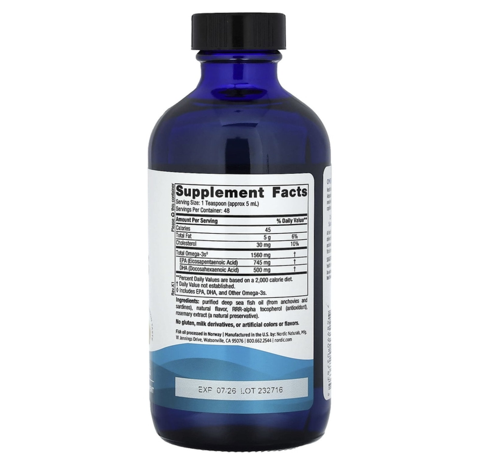 Nordic Naturals, омега-3, лимон, 237 мл