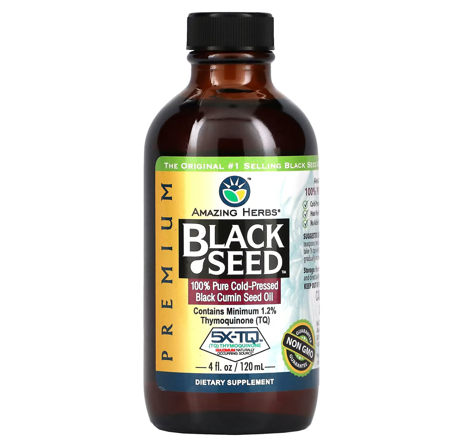 Amazing Herbs, Black Seed, чистое масло из семян черного тмина, холодного отжима, 120 мл