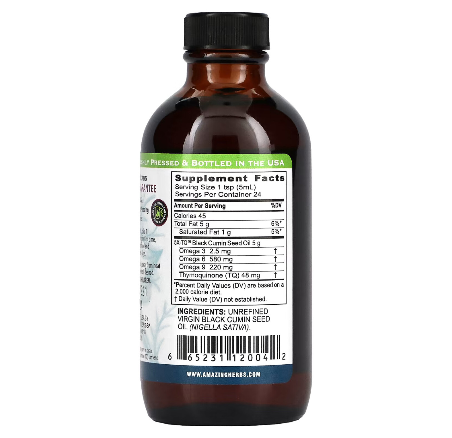 Amazing Herbs, Black Seed, чистое масло из семян черного тмина, холодного отжима, 120 мл