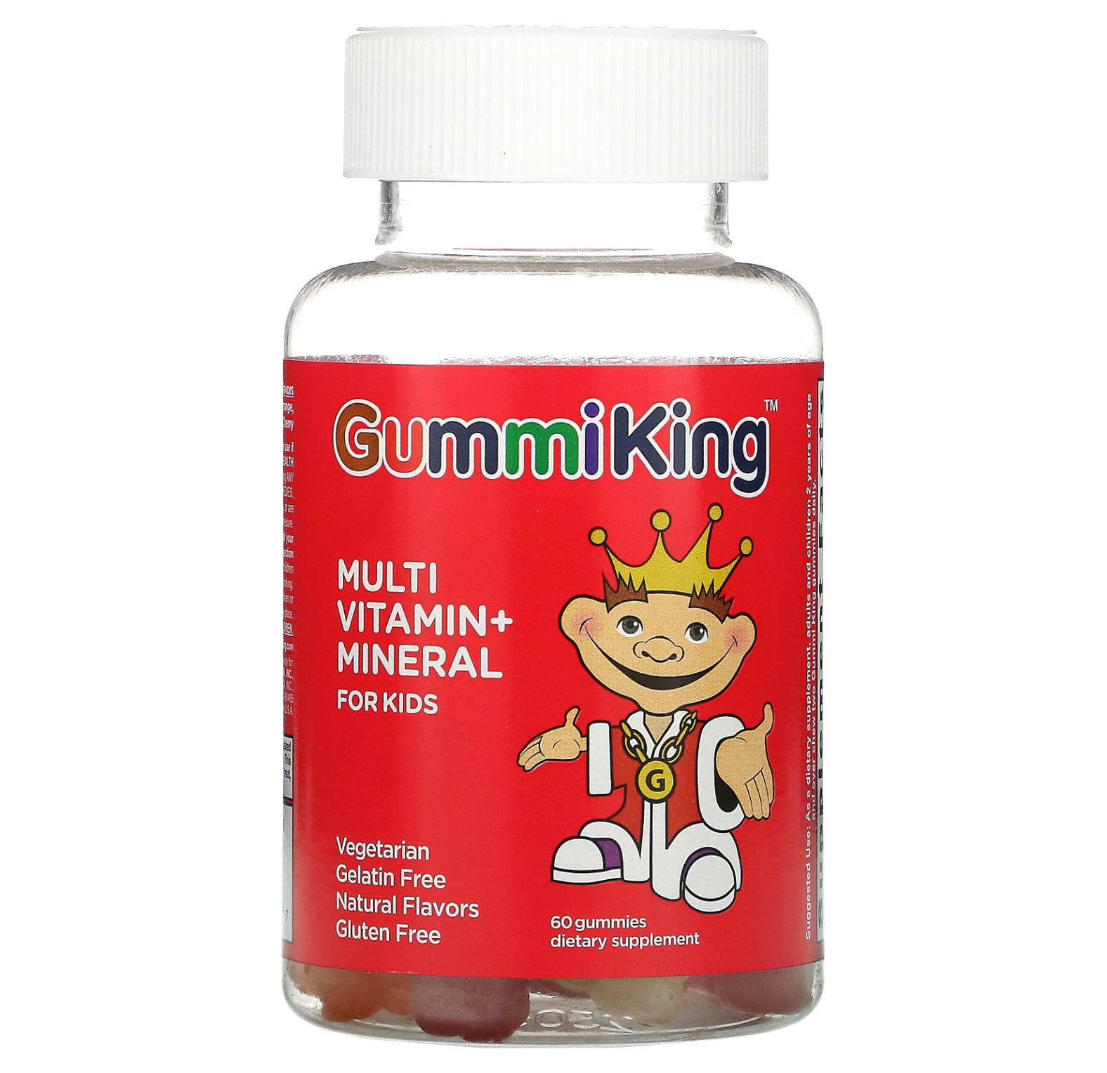 GummiKing, Мультивитамины и минералы для детей, виноград, лимон, апельсин, клубника и вишня, 60 жевательных таблеток