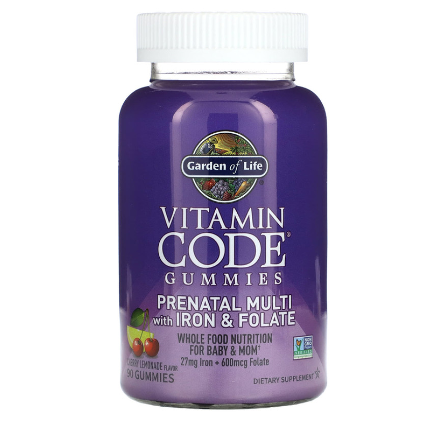 Garden of Life, Vitamin Code, мультивитамины с железом и фолатом для беременных, вишневый лимонад, 90 жевательных таблеток