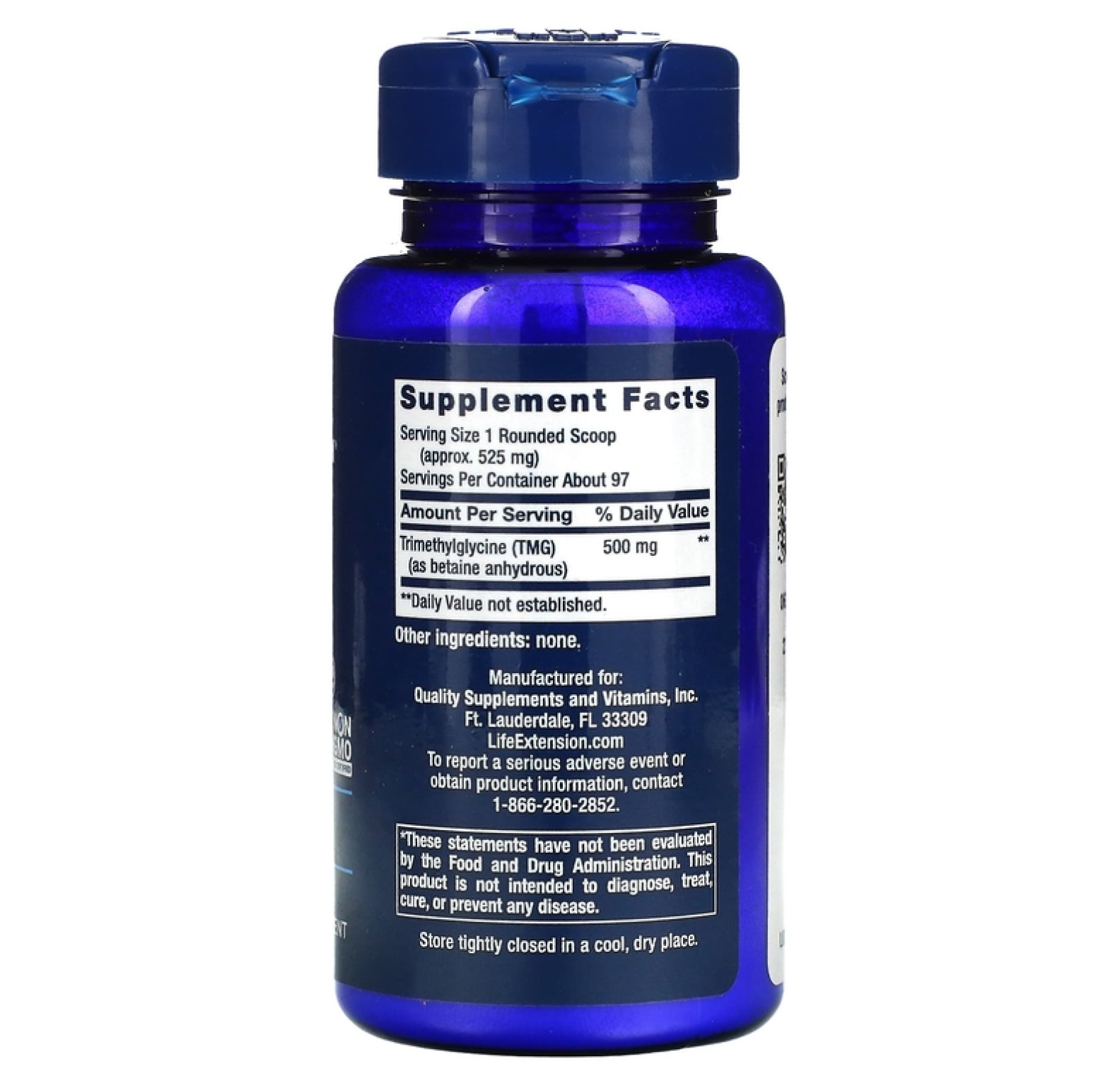 Life Extension, TMG порошок (триметилглицин), 50 г