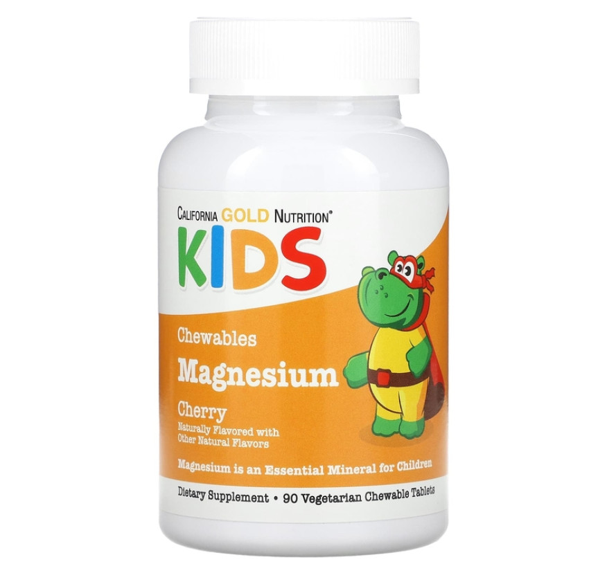 California Gold Nutrition, Магний для детей, вкус вишни, 90 вегетарианских таблеток