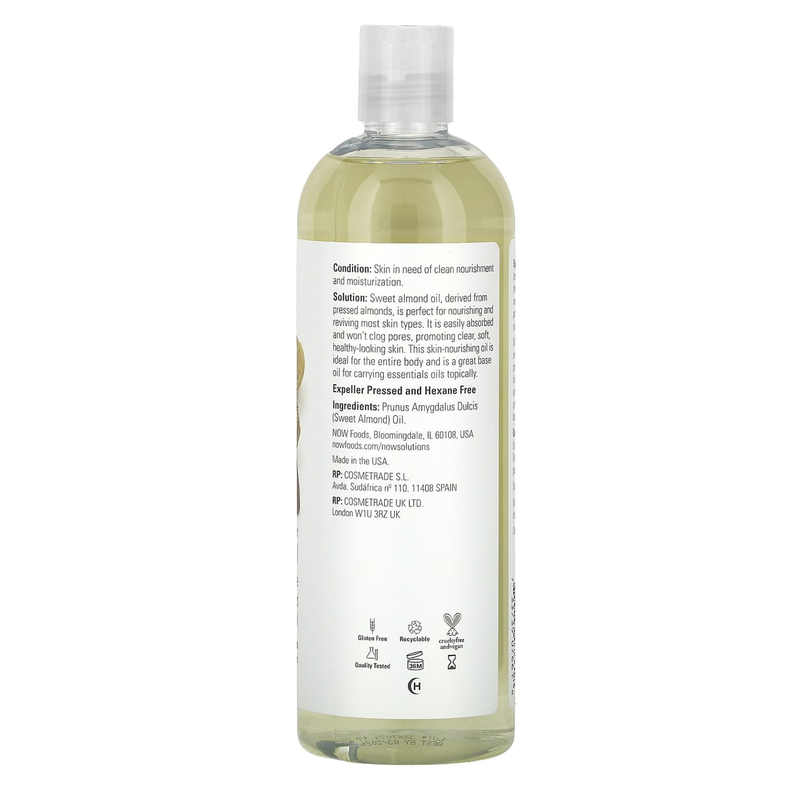 NOW Foods, Solutions, масло сладкого миндаля, 473 мл (16 жидк. унций)