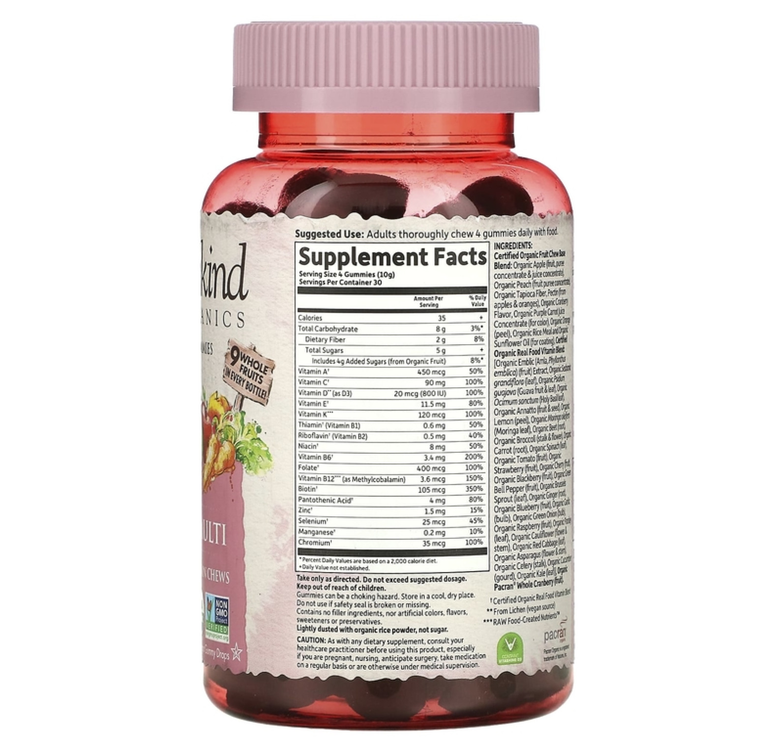 Garden of Life, MyKind Organics, мультивитамины для женщин, органические ягоды, 120 веганских жевательных таблеток
