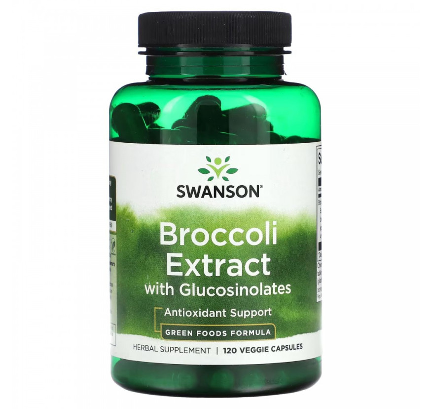 Swanson, Экстракт брокколи с глюкозинолатами, 120 вегетарианских капсул