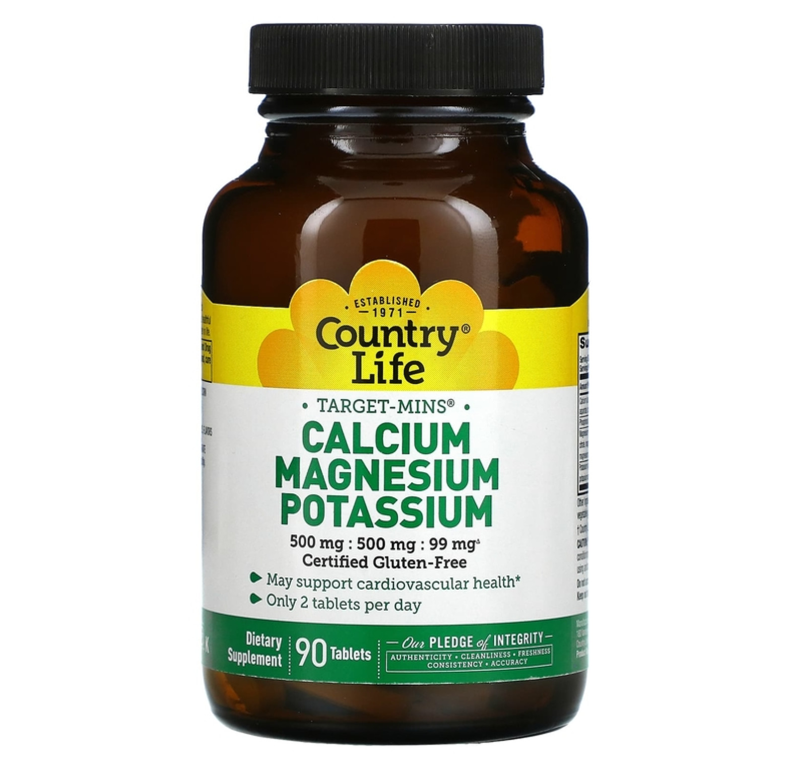 Country Life, Target-Mins, кальций, магний и калий, 90 таблеток