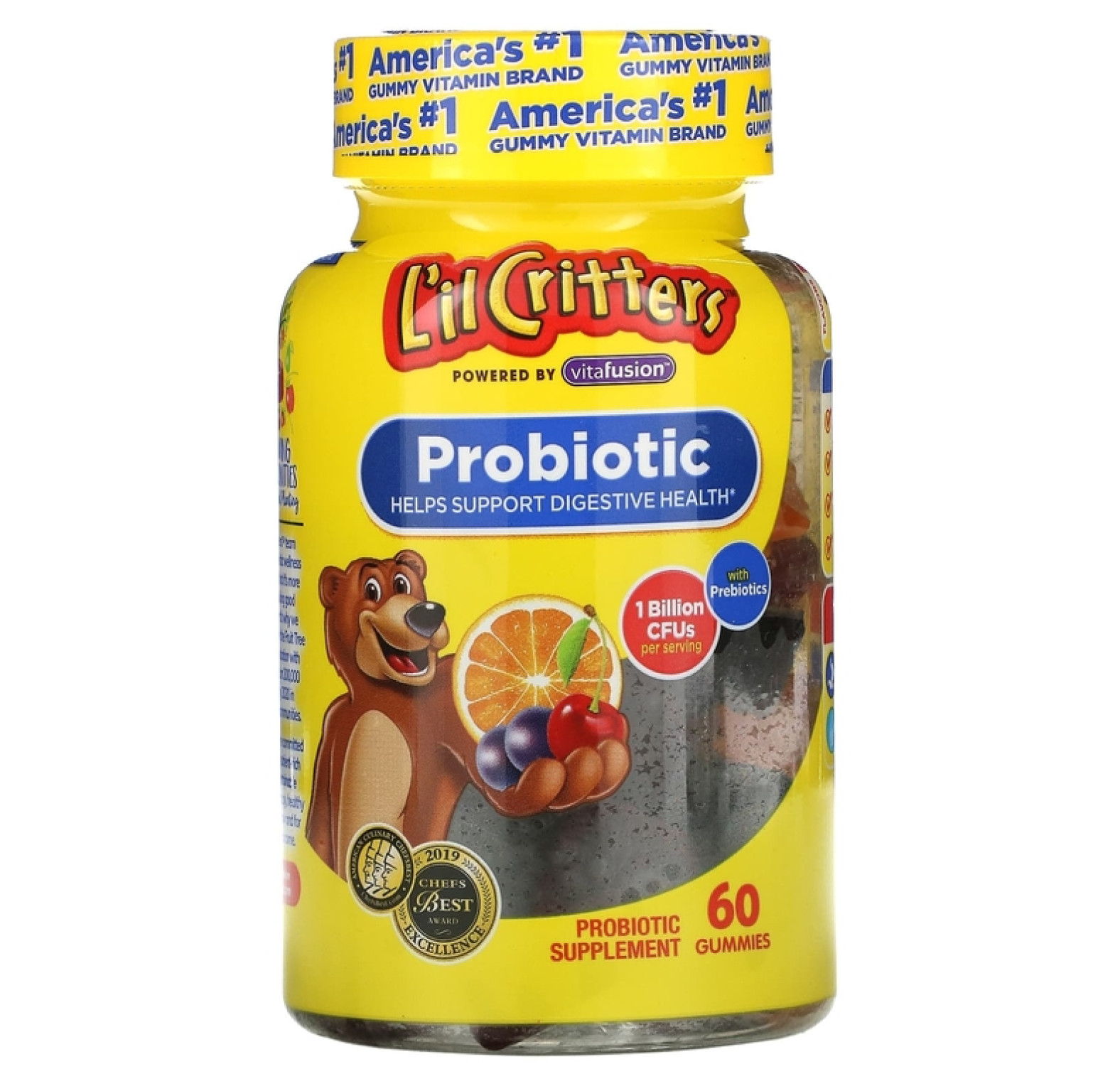 L'il Critters, пробиотик с пребиотиками, со вкусом вишни, апельсина и винограда, 1 млрд КОЕ, 60 жевательных мармеладок