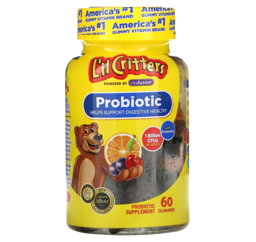 L'il Critters, пробиотик с пребиотиками, со вкусом вишни, апельсина и винограда, 1 млрд КОЕ, 60 жевательных мармеладок