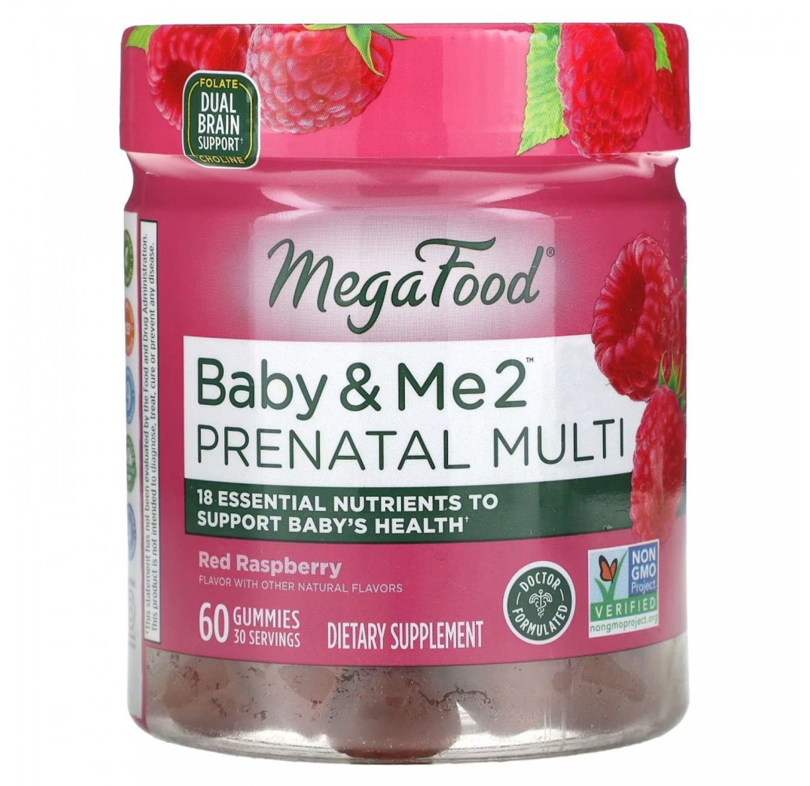 MegaFood, Baby & Me 2, мультивитамины для беременных, красная малина, 60 жевательных таблеток
