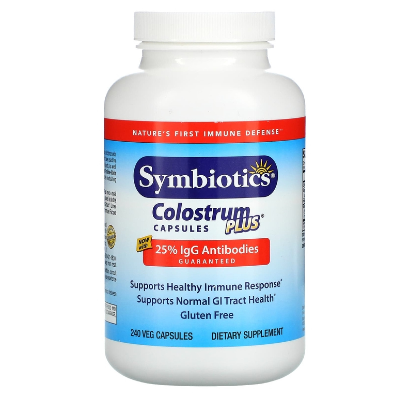 Symbiotics, Colostrum Plus, молозиво, 240 вегетарианских капсул