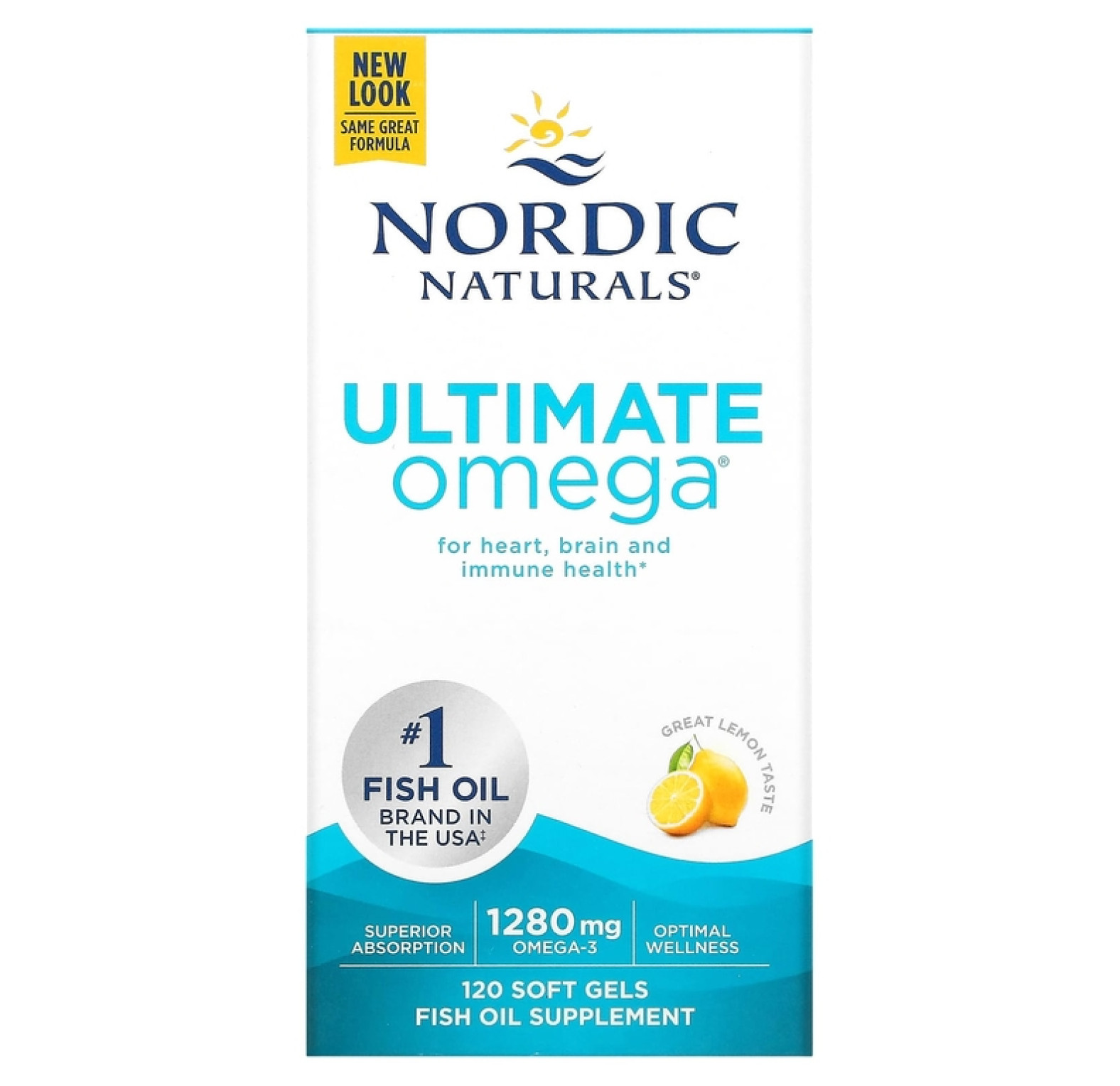 Nordic Naturals, Ultimate Omega, со вкусом лимона, 640 мг, 120 капсул