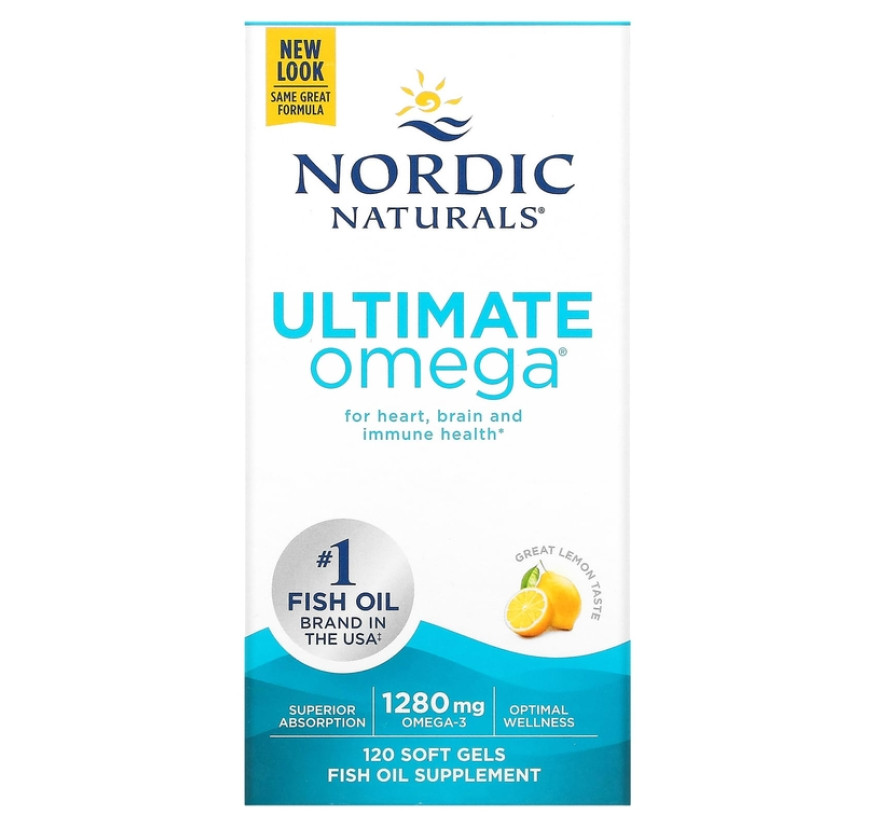 Nordic Naturals, Ultimate Omega, со вкусом лимона, 640 мг, 120 капсул