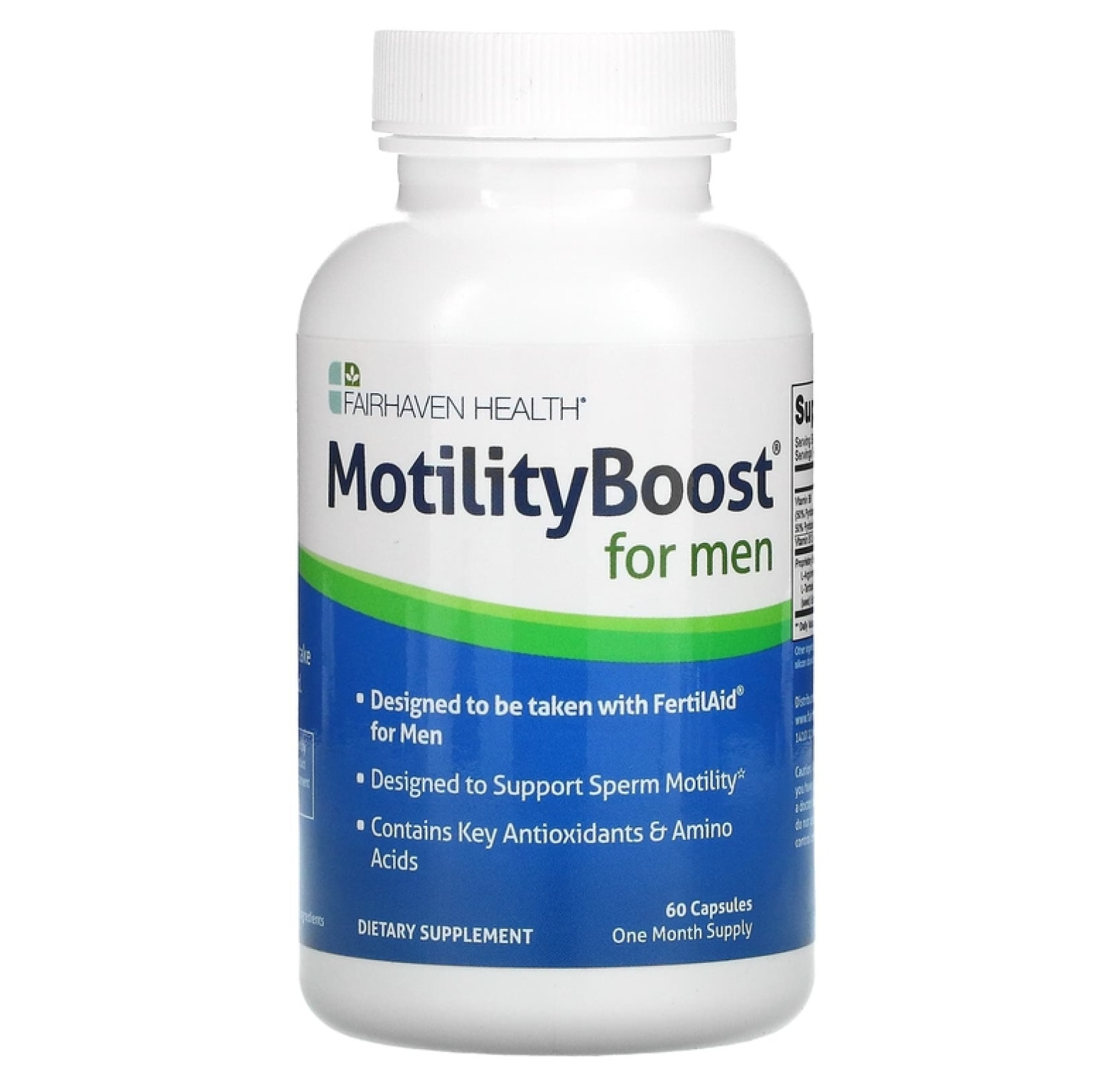 Fairhaven Health, MotilityBoost, для мужчин, поддержка подвижности сперматозоидов, 60 капсул