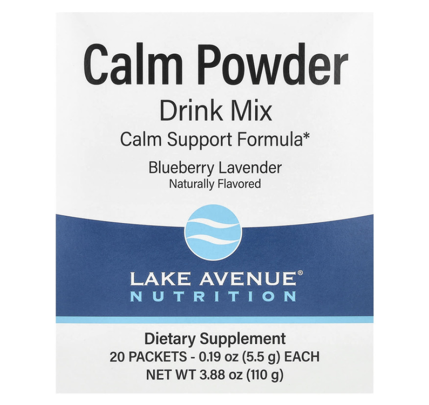 Lake Avenue Nutrition, Calm, смесь для приготовления успокаивающего напитка, голубика и лаванда, 20 пакетиков по 5,5 г (0,19 унции)