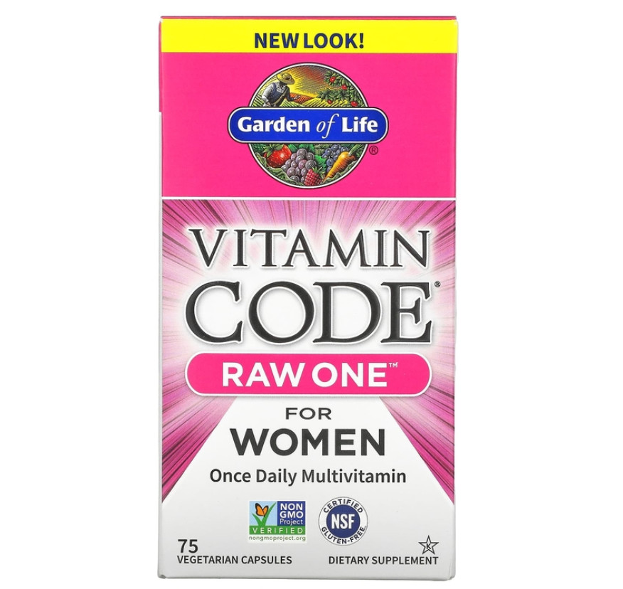 Garden of Life, Vitamin Code, RAW One, мультивитаминная добавка для женщин, 75 вегетарианских капсул