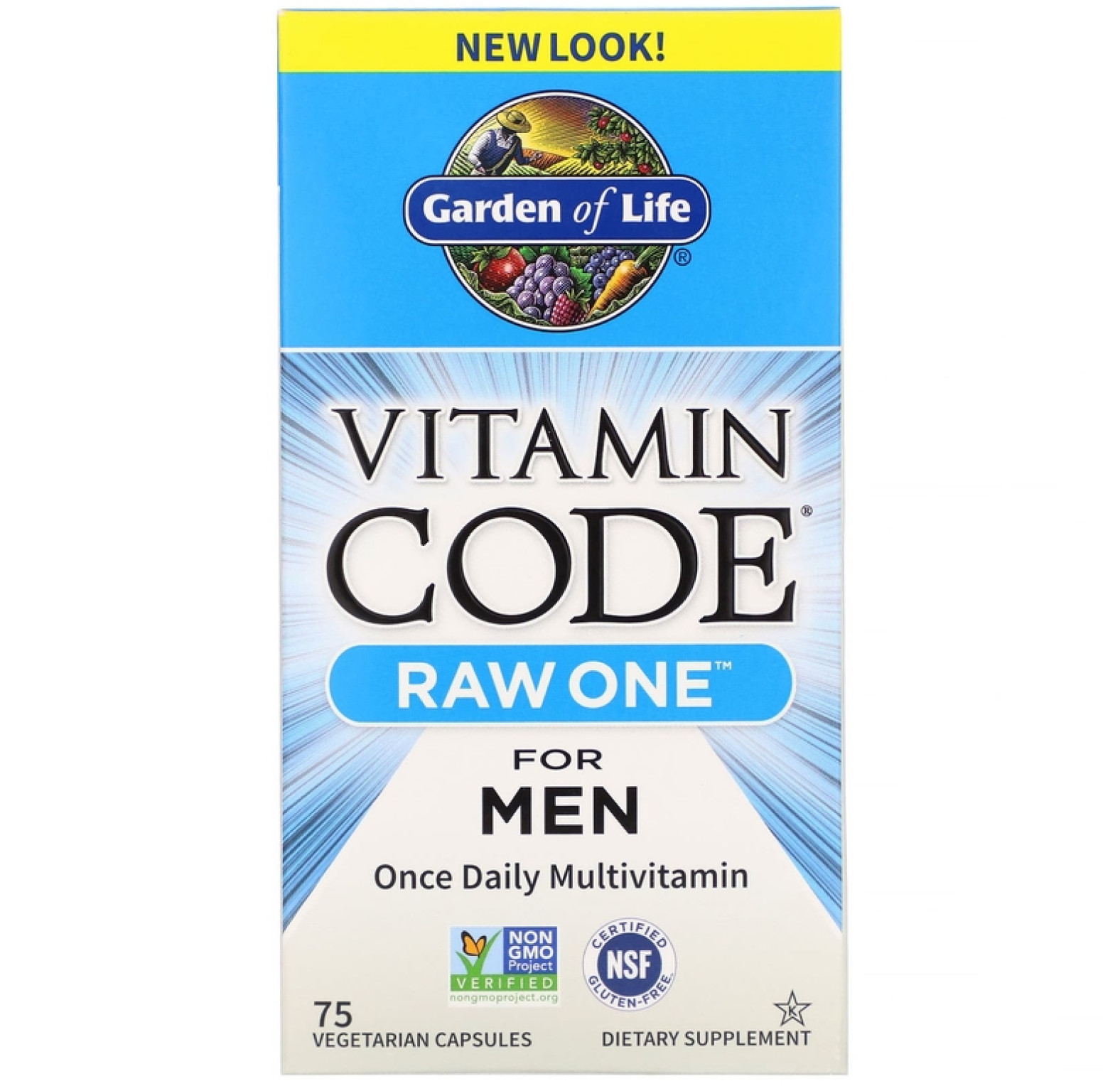 Garden of Life, Vitamin Code, RAW One, мультивитаминная добавка для мужчин, 75 вегетарианских капсул
