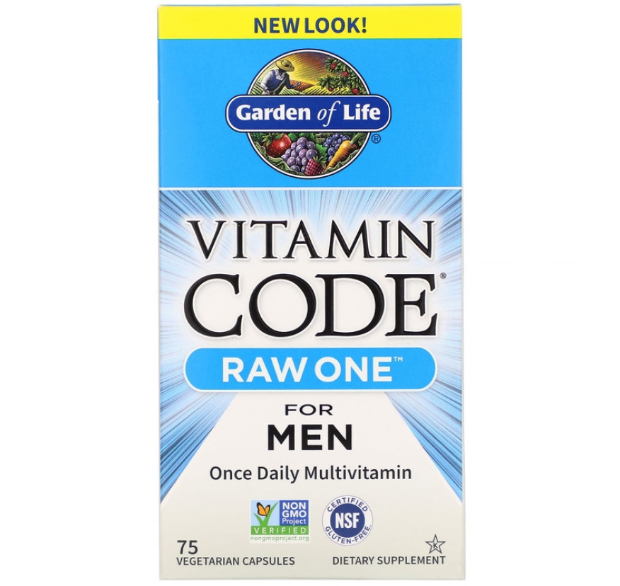 Garden of Life, Vitamin Code, RAW One, мультивитаминная добавка для мужчин, 75 вегетарианских капсул