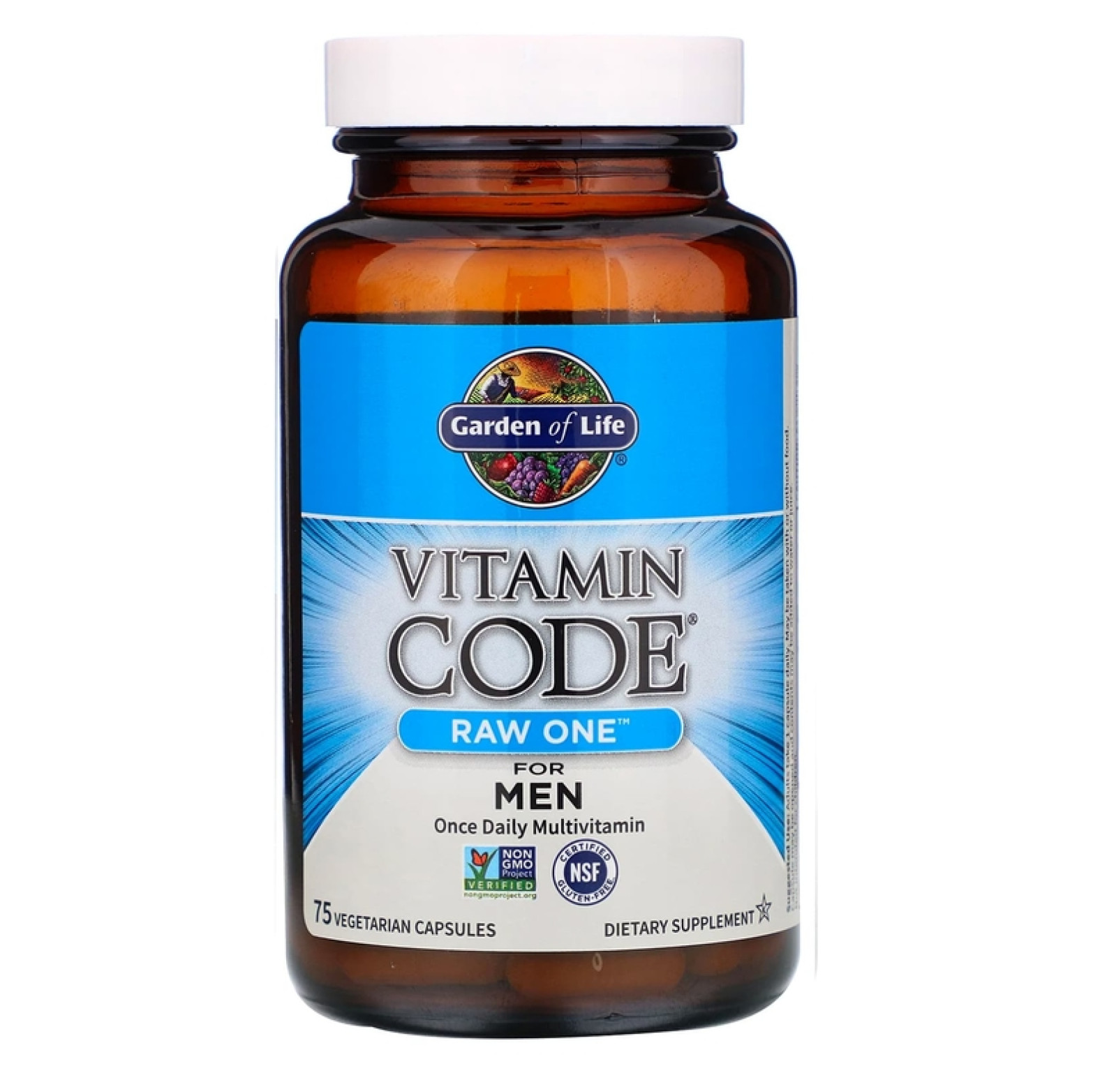 Garden of Life, Vitamin Code, RAW One, мультивитаминная добавка для мужчин, 75 вегетарианских капсул